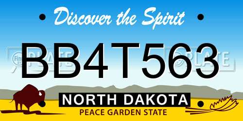 BB4T563 North Dakota License Plate