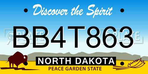BB4T863 North Dakota License Plate
