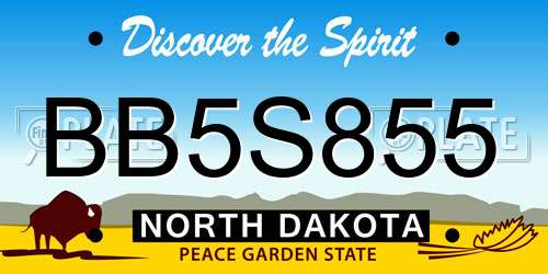 BB5S855 North Dakota License Plate