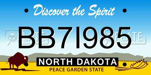 BB7I985 North Dakota License Plate