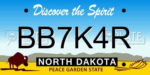 BB7K4R North Dakota License Plate