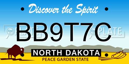 BB9T7C North Dakota License Plate