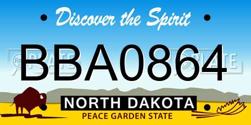 BBA0864 North Dakota License Plate