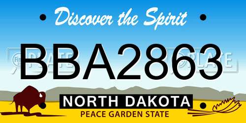 BBA2863 North Dakota License Plate