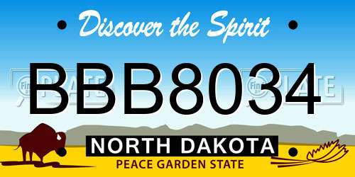 BBB8034 North Dakota License Plate