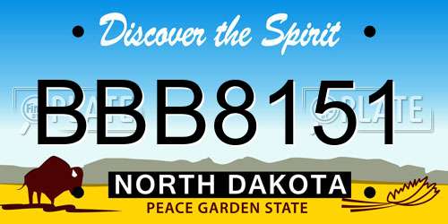 BBB8151 North Dakota License Plate
