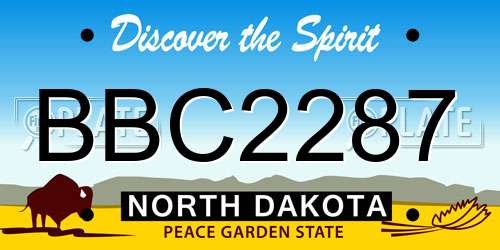BBC2287 North Dakota License Plate