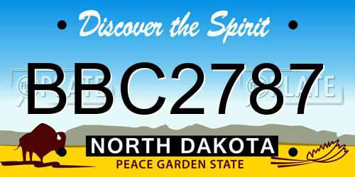 BBC2787 North Dakota License Plate