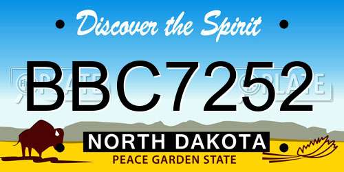 BBC7252 North Dakota License Plate