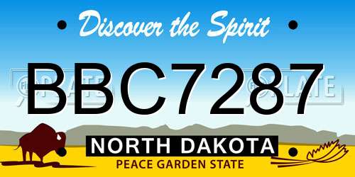 BBC7287 North Dakota License Plate