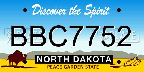 BBC7752 North Dakota License Plate