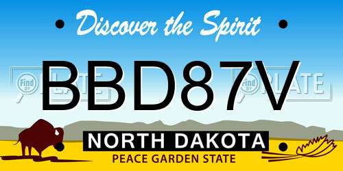 BBD87V North Dakota License Plate