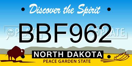 BBF962 North Dakota License Plate