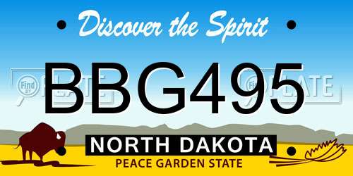 BBG495 North Dakota License Plate