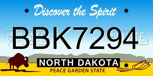 BBK7294 North Dakota License Plate