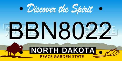 BBN8022 North Dakota License Plate