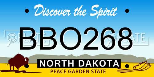 BBO268 North Dakota License Plate