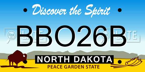 BBO26B North Dakota License Plate