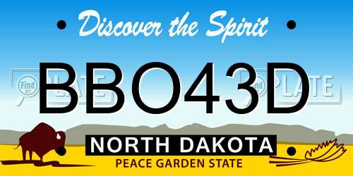 BBO43D North Dakota License Plate