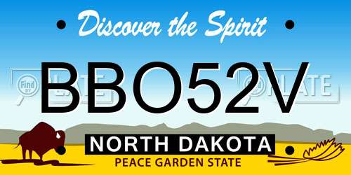BBO52V North Dakota License Plate