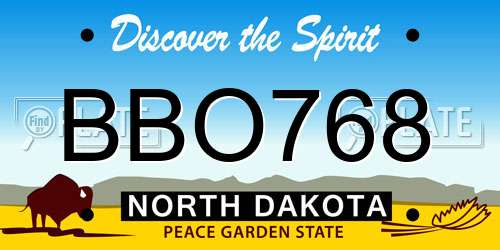BBO768 North Dakota License Plate