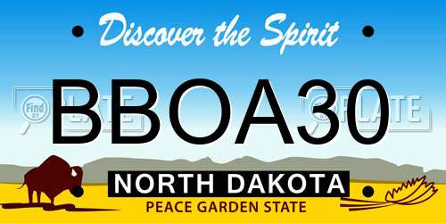 BBOA30 North Dakota License Plate