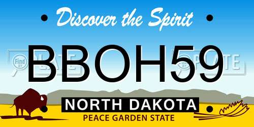 BBOH59 North Dakota License Plate