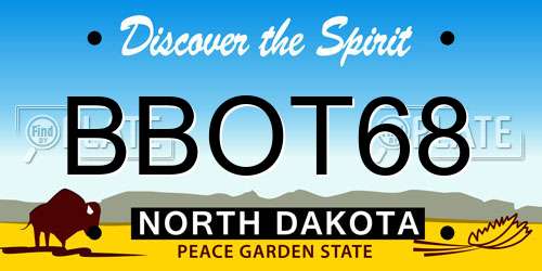BBOT68 North Dakota License Plate