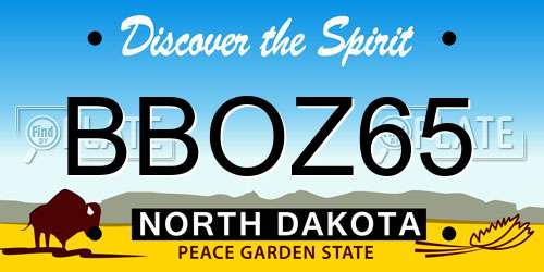 BBOZ65 North Dakota License Plate