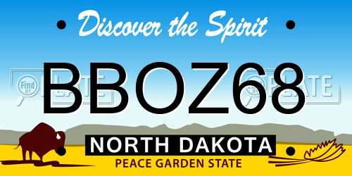BBOZ68 North Dakota License Plate