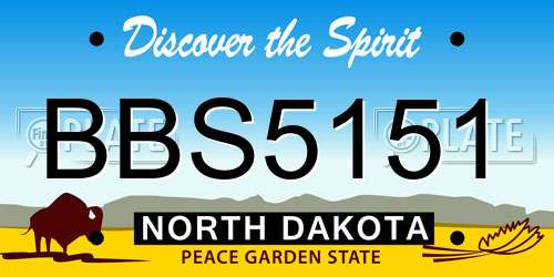BBS5151 North Dakota License Plate