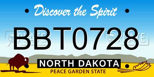 BBT0728 North Dakota License Plate