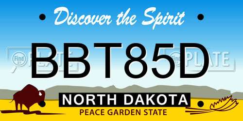 BBT85D North Dakota License Plate