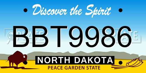 BBT9986 North Dakota License Plate