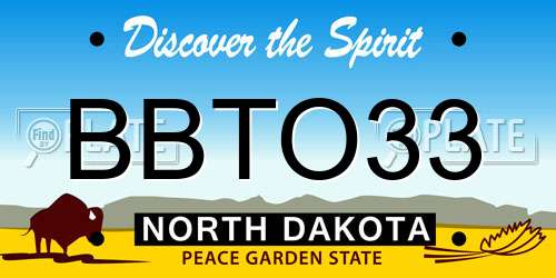 BBTO33 North Dakota License Plate