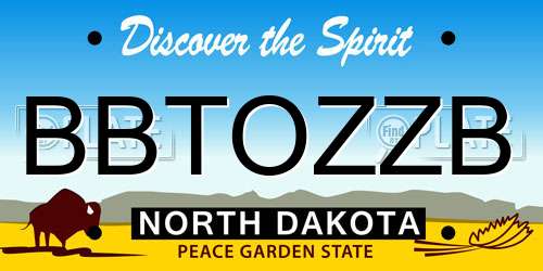 BBTOZZB North Dakota License Plate