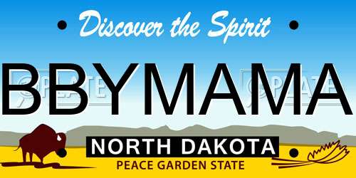 BBYMAMA North Dakota License Plate