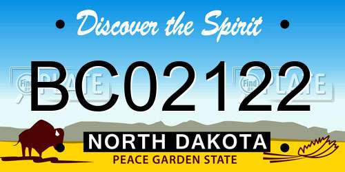 BC02122 North Dakota License Plate