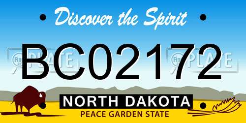 BC02172 North Dakota License Plate