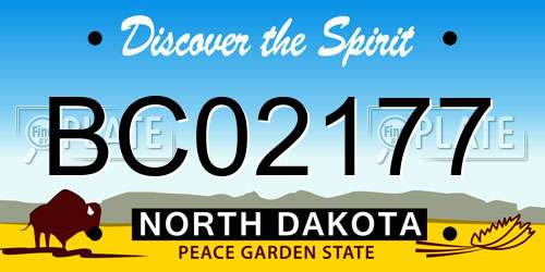 BC02177 North Dakota License Plate