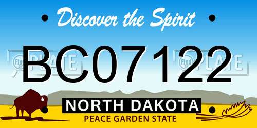 BC07122 North Dakota License Plate