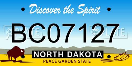 BC07127 North Dakota License Plate
