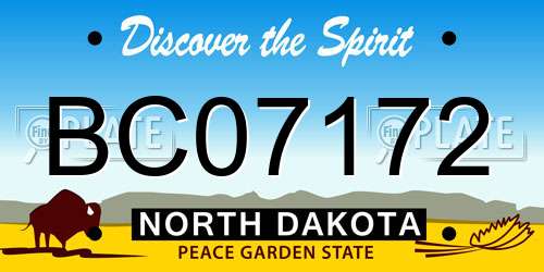 BC07172 North Dakota License Plate
