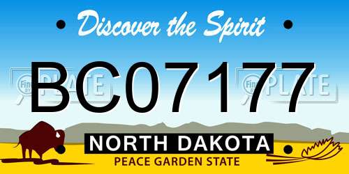 BC07177 North Dakota License Plate