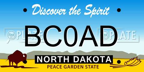 BC0AD North Dakota License Plate