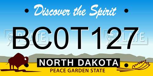 BC0T127 North Dakota License Plate