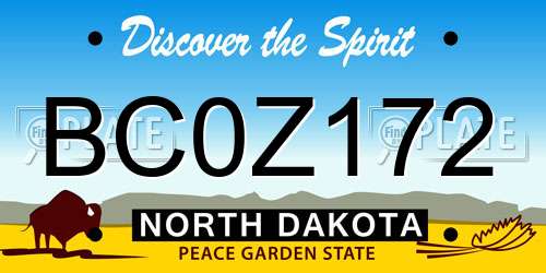 BC0Z172 North Dakota License Plate