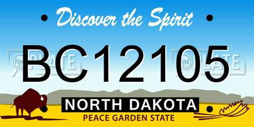 BC12105 North Dakota License Plate