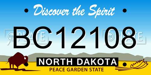 BC12108 North Dakota License Plate