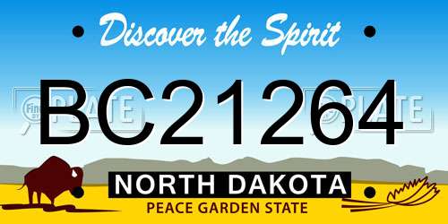 BC21264 North Dakota License Plate